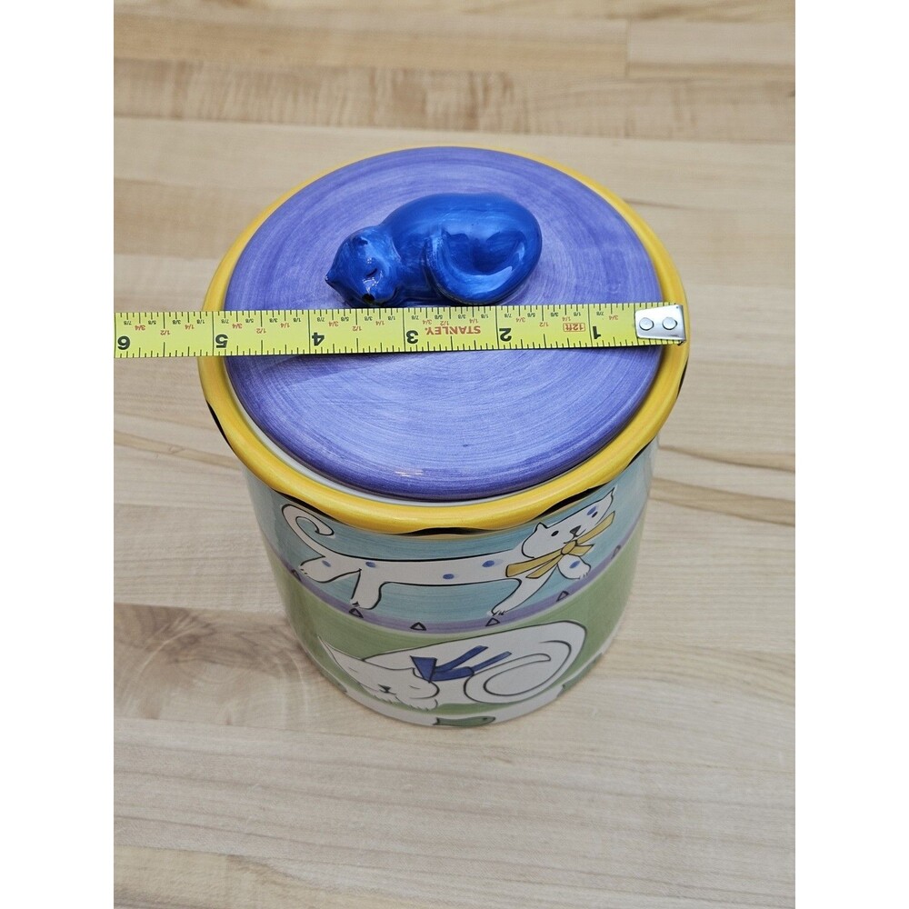 Trish Richman At Home Cat Good Kitty Ceramic Treat Canister Jar Hand Painted - Picture 7 of 8